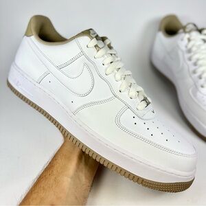 Nike Air Force 1 ‘07 Low White Khaki Men’s Sneakers Size 15